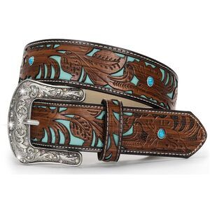 Western-belts For Women, Men-belt With Rhinestone Buckle-belts, Turquoise🤚